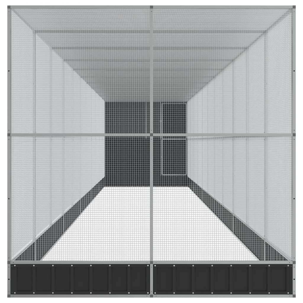 Voliera con Estensione Argento 1244x203x216 cm in Acciaio