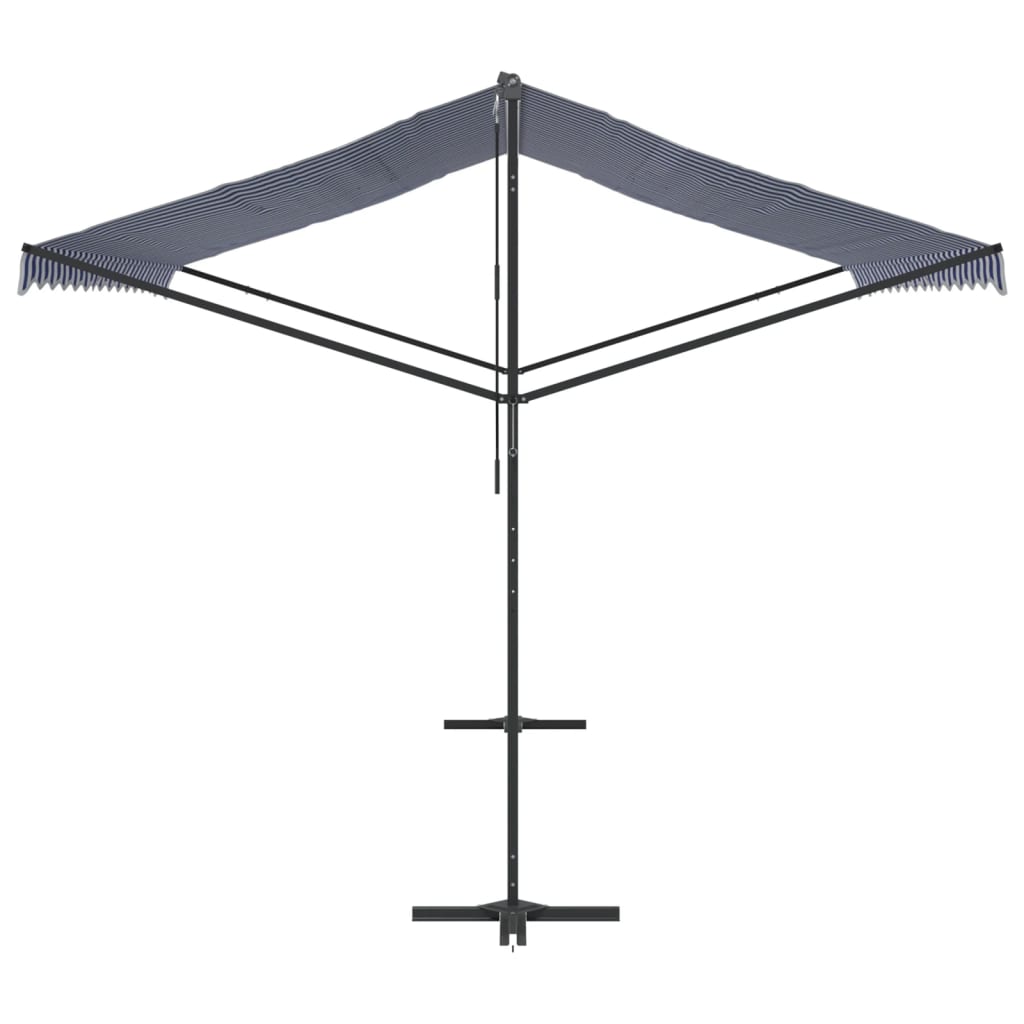 Tenda da Sole Blu e Bianca 400x300 cm in Tessuto e Acciaio