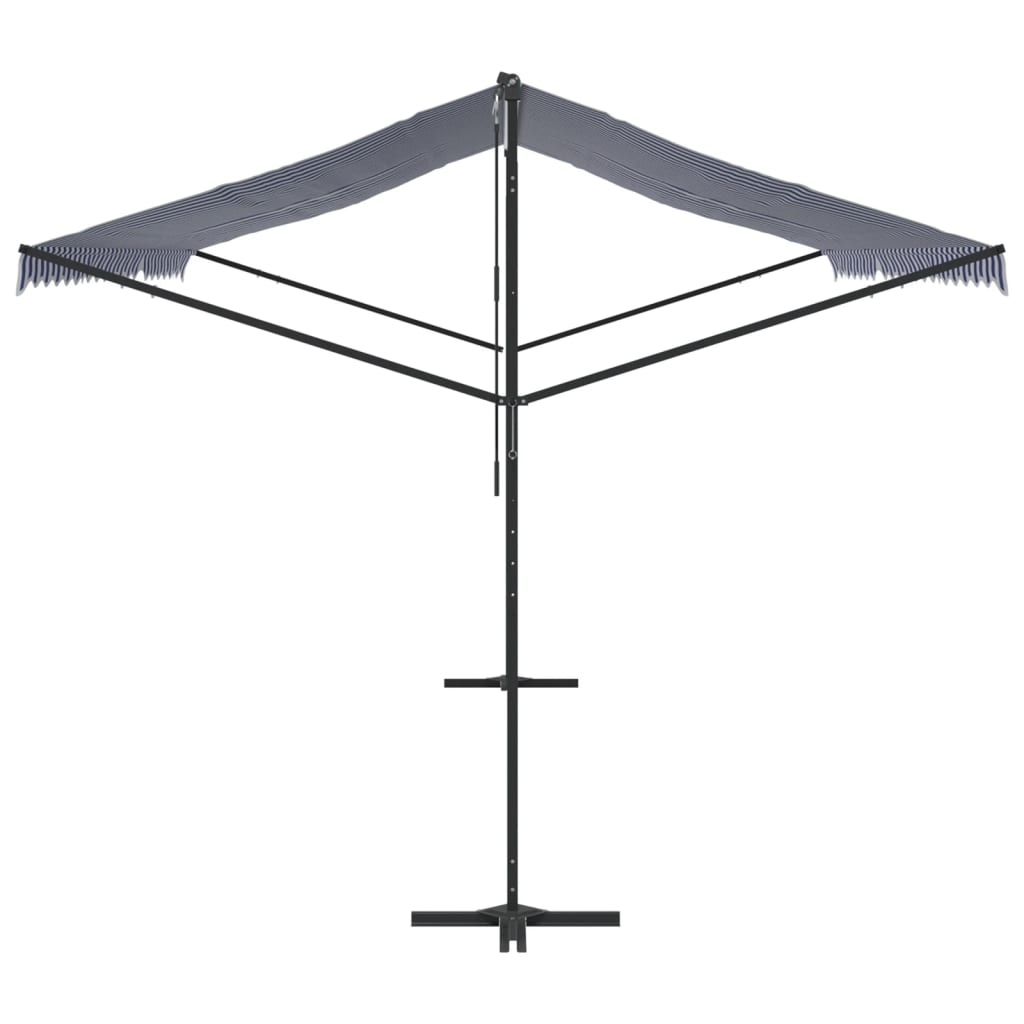 Tenda da Sole Blu e Bianca 500x300 cm in Tessuto e Acciaio
