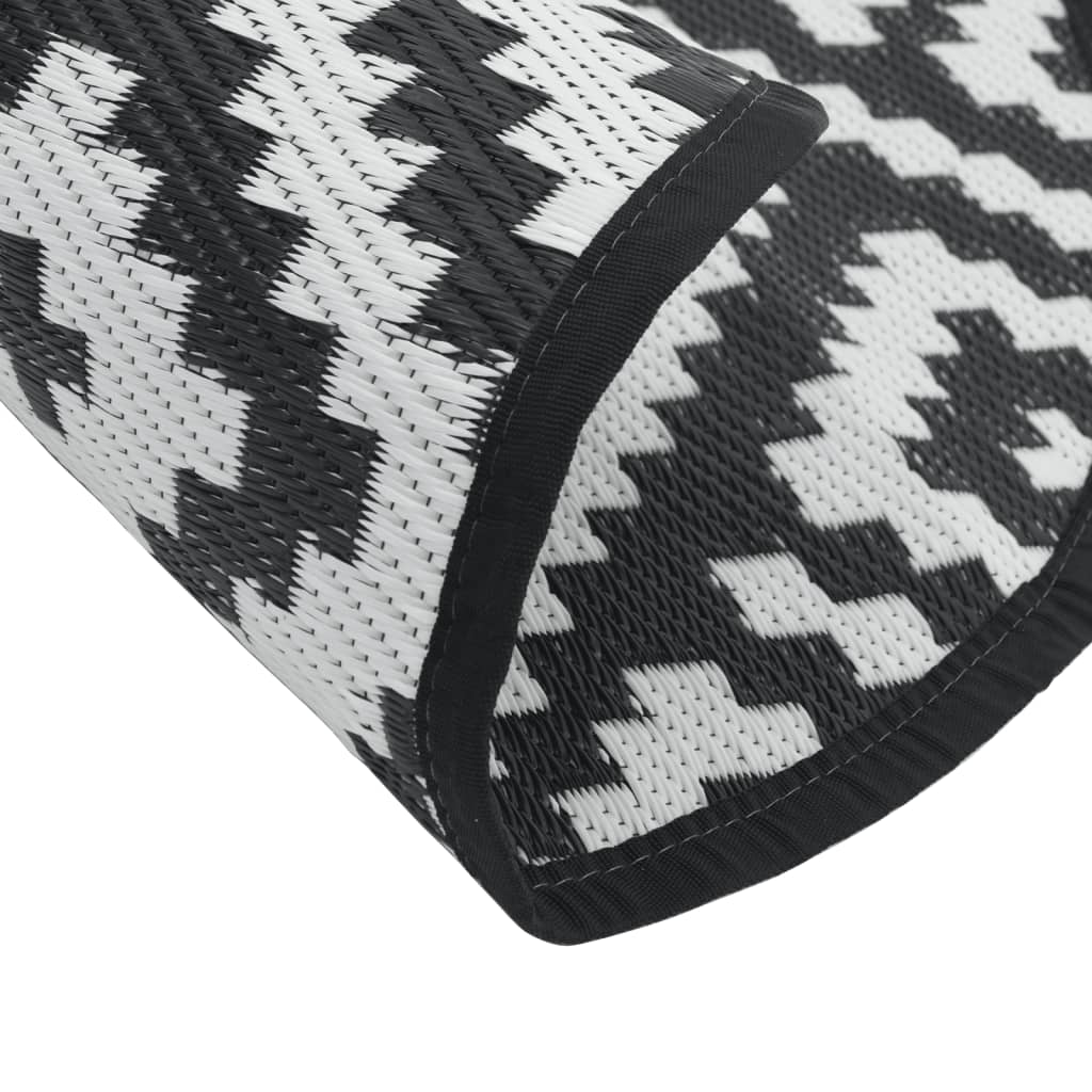 Tappeto da Esterni ARAKIL Bianco e Nero Ø120 cm in PP