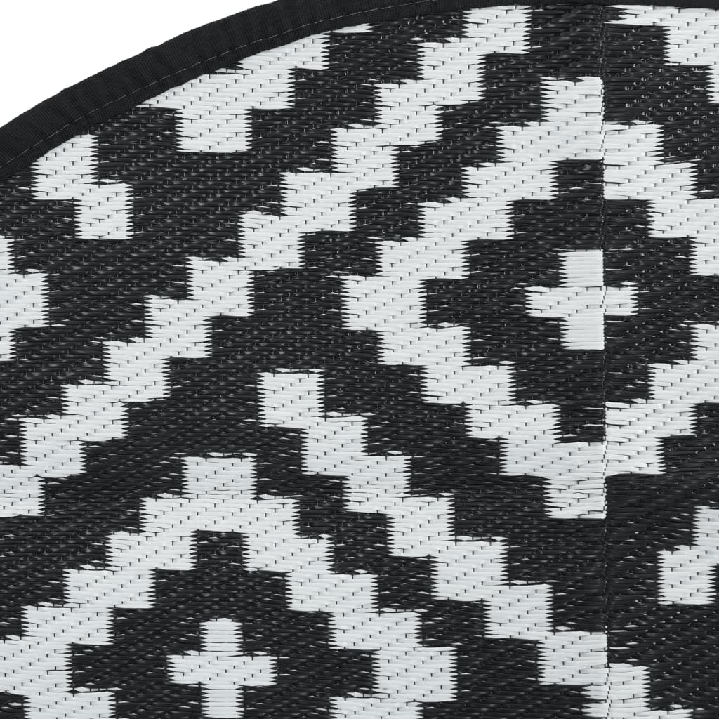 Tappeto da Esterno ARAKIL Bianco e Nero Ø160 cm in PP