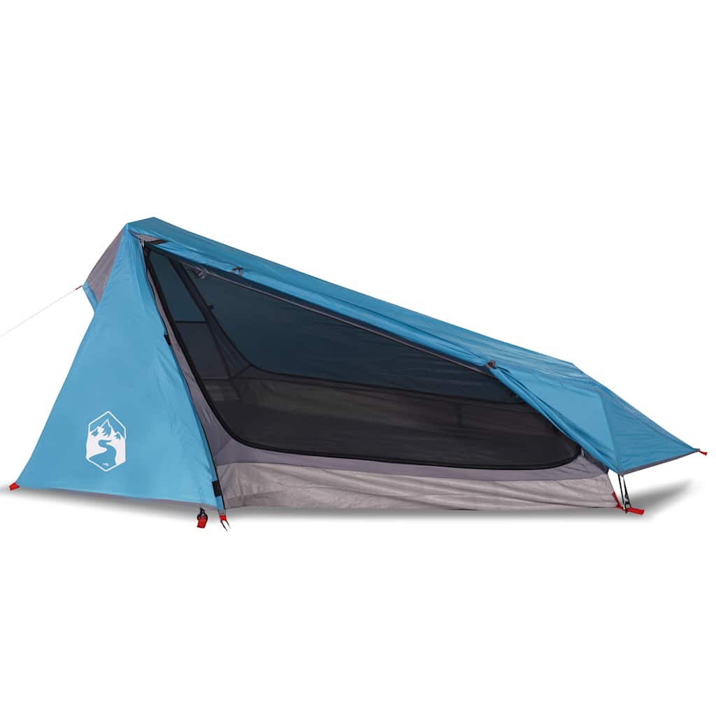 Tenda da Campeggio a Tunnel per 1 Persona Blu Impermeabile