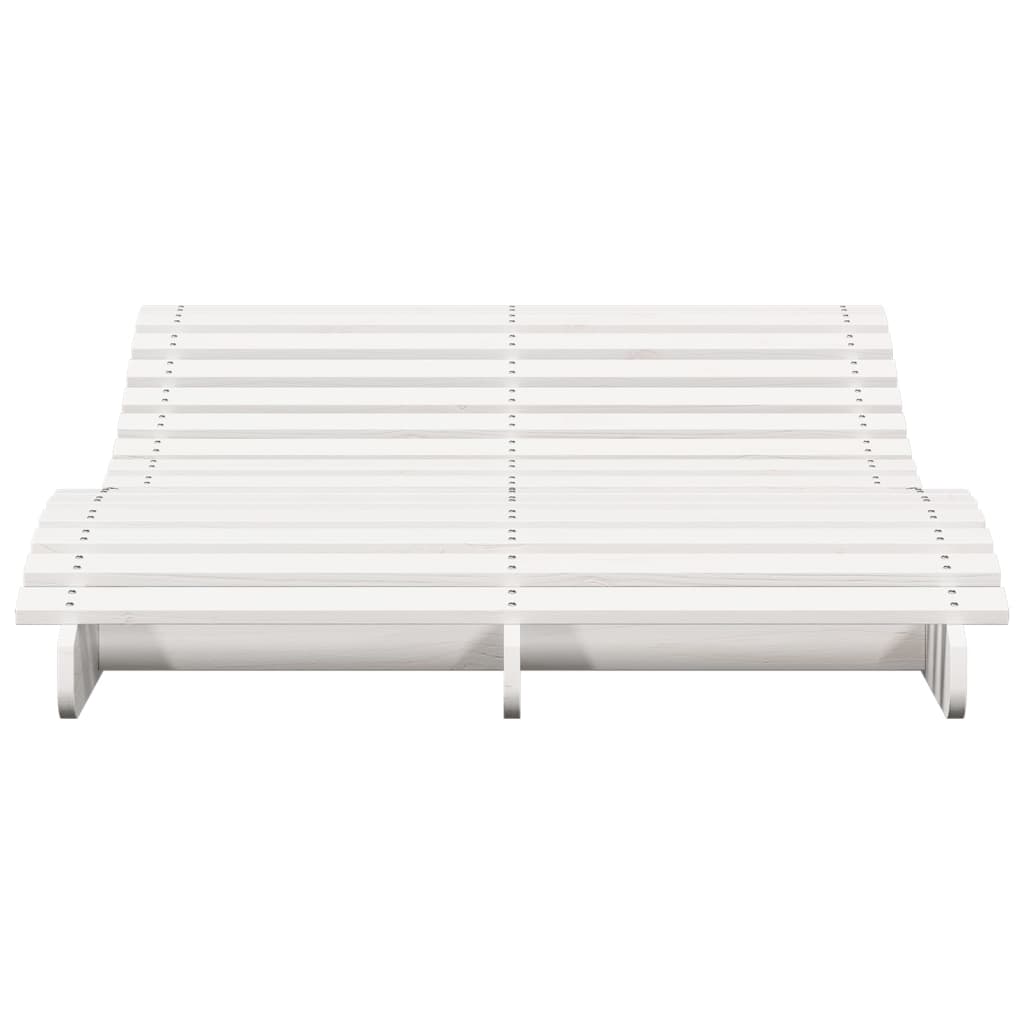 Lettino Prendisole Bianco 205x110x31,5cm Legno Massello di Pino