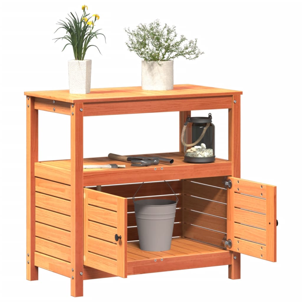 Tavolo Invaso con Ripiani Marrone 82,5x45x81 cm Massello Pino