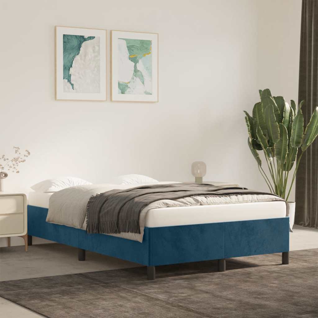 Giroletto senza Materasso Blu Scuro 120x190 cm Velluto