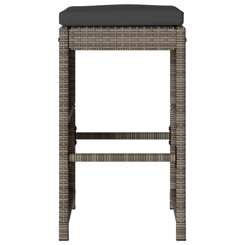 Sgabelli Bar da Giardino con Cuscini 6 pz Grigi in Polyrattan