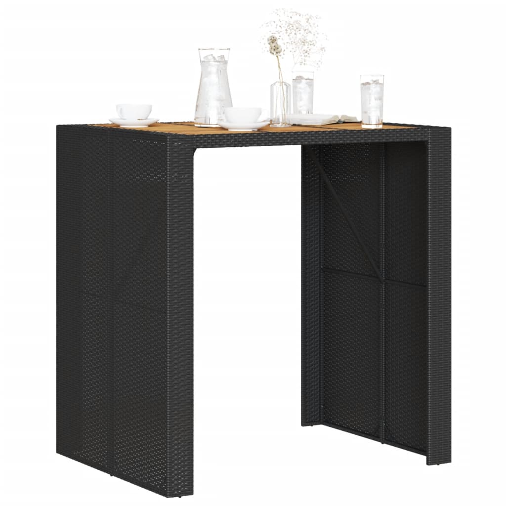 Tavolo Bar da Giardino Piano in Acacia 105x80x110 cm Polyrattan