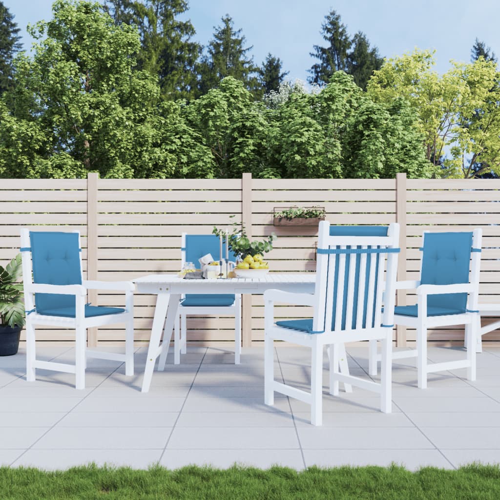 Cuscini Sedia Schiena Bassa 4 pz Blu Mélange 100x50x4 Tessuto