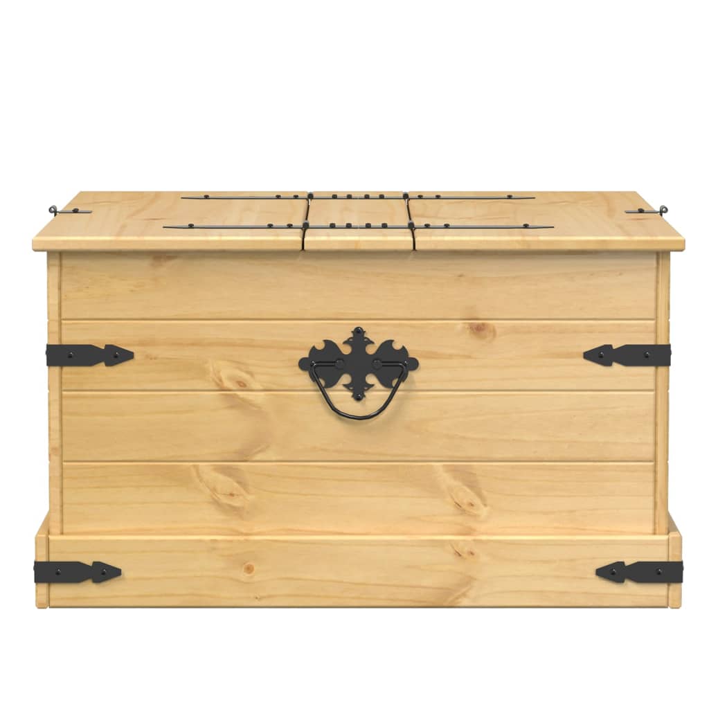 Scatola Portaoggetti Corona 78x78x45 cm Legno Massello di Pino