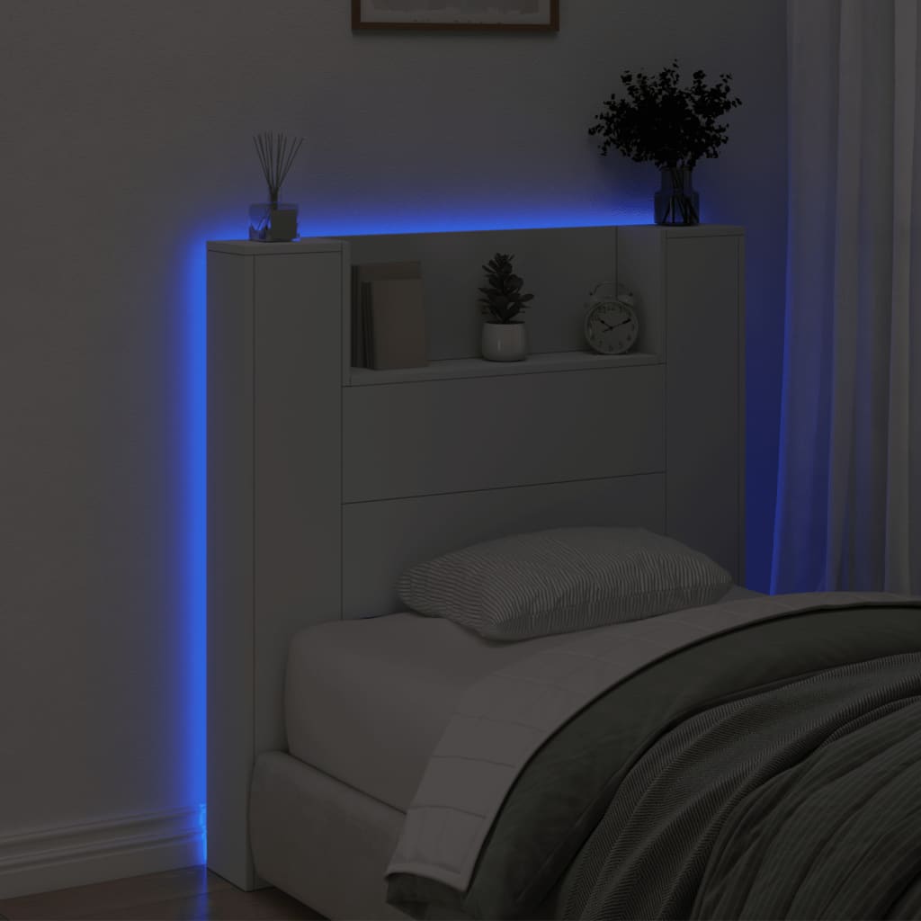 Testiera con Contenitore a LED Bianca 100x16,5x103,5 cm