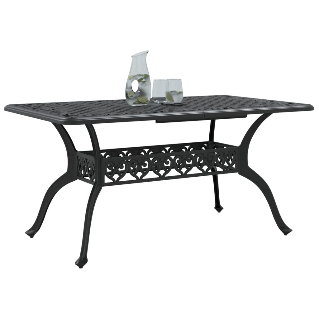 Tavolo da Giardino Nero 150x90x72 cm in Alluminio Pressofuso
