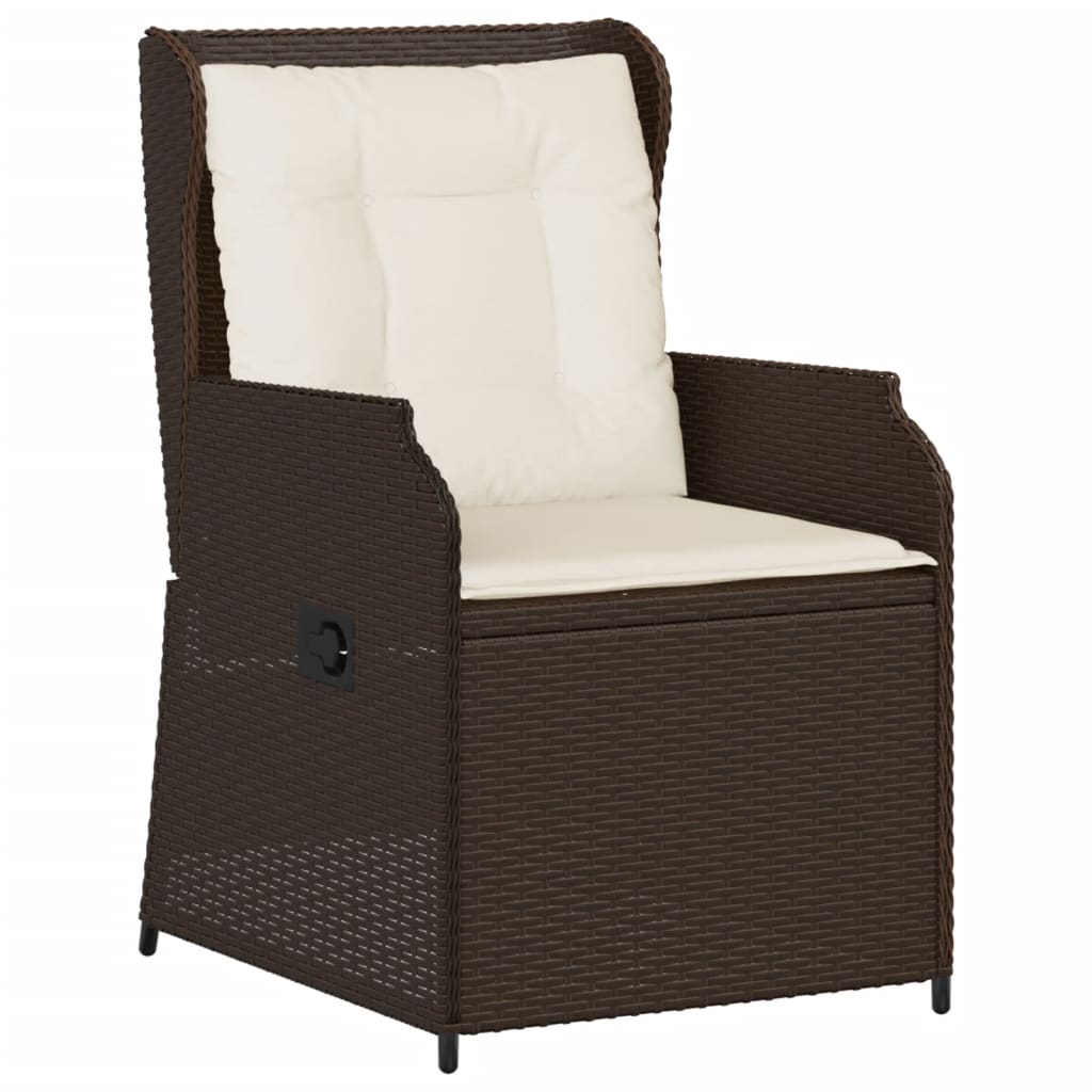 Sedie Reclinabili Giardino 2pz con Cuscini Marrone Polyrattan