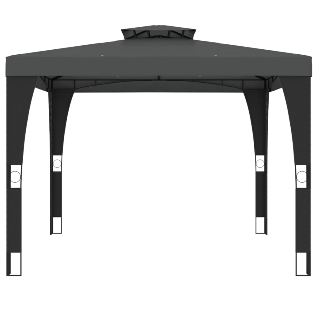 Gazebo con Tetto Doppio Antracite 2,98x2,98 m in Acciaio