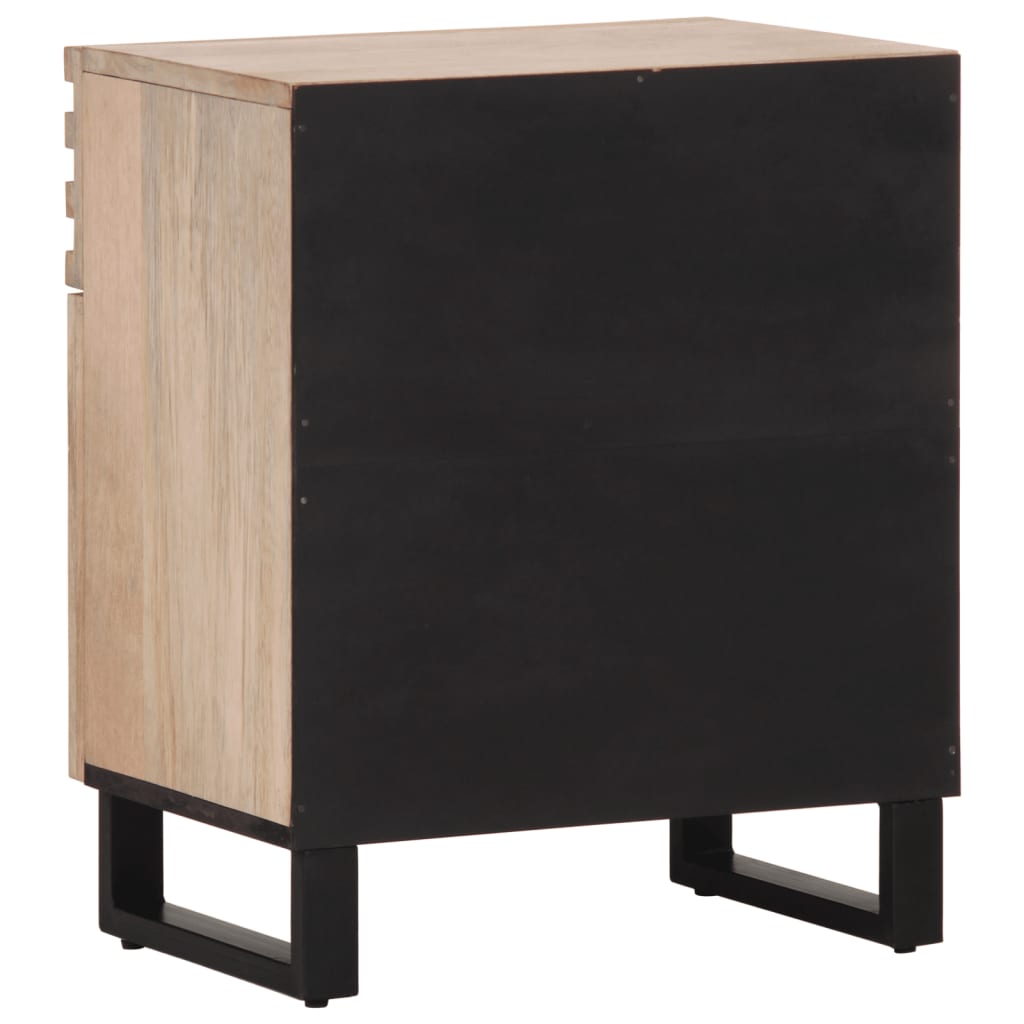 Comodino Bianco 50x34x60 cm in Legno Massello di Mango