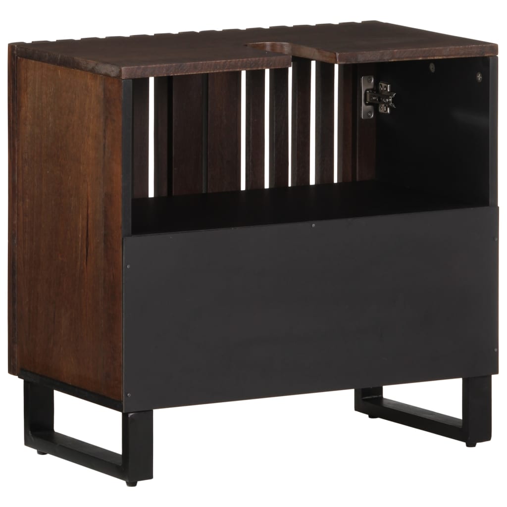 Mobile Lavabo da Bagno 62x34x58cm Marrone Legno Massello Mango