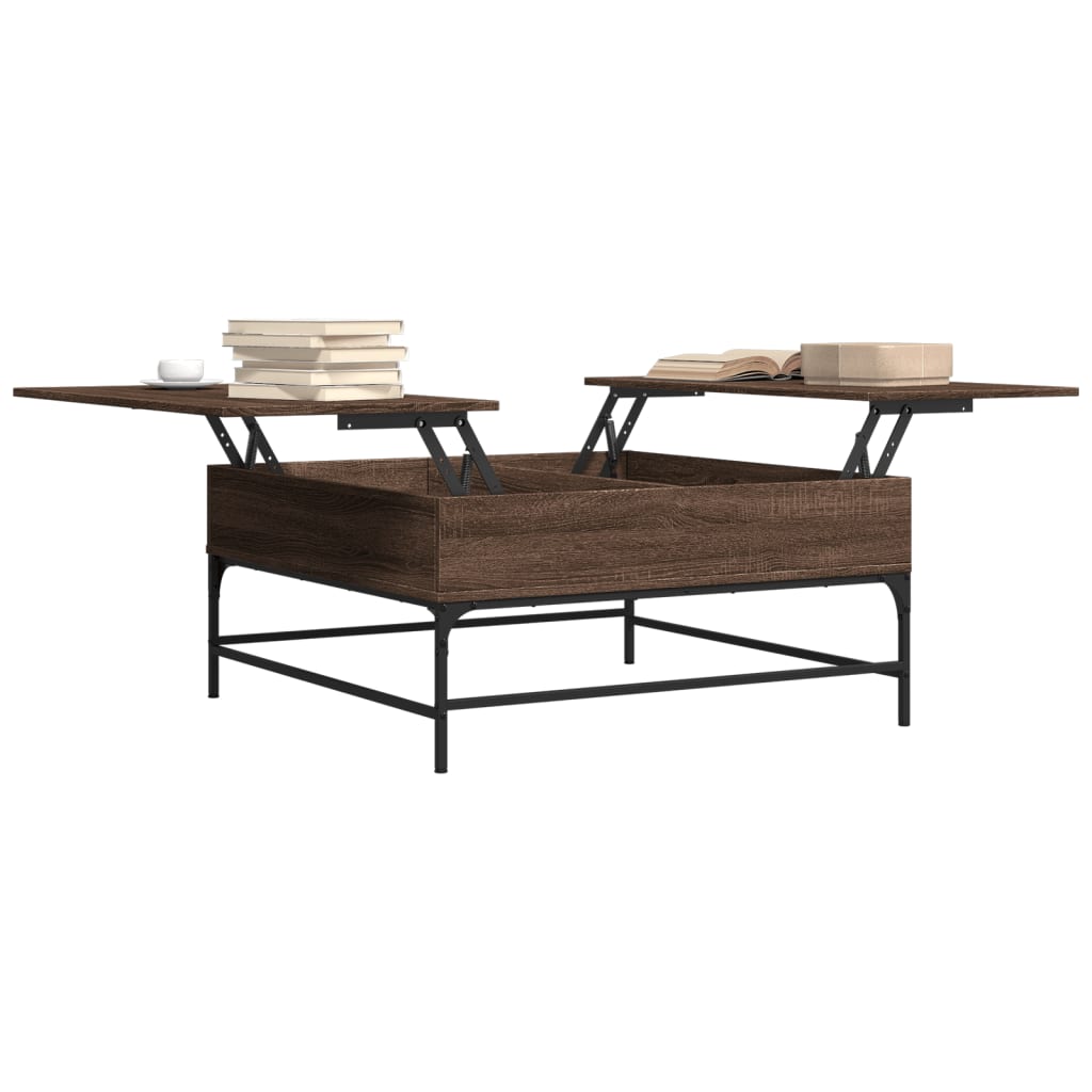 Tavolino Salotto Rovere Marrone 95x95x45 cm Multistrato Metallo
