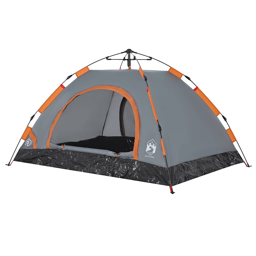Tenda Campeggio 2 Persone Grigio e Arancione a Rilascio Rapido