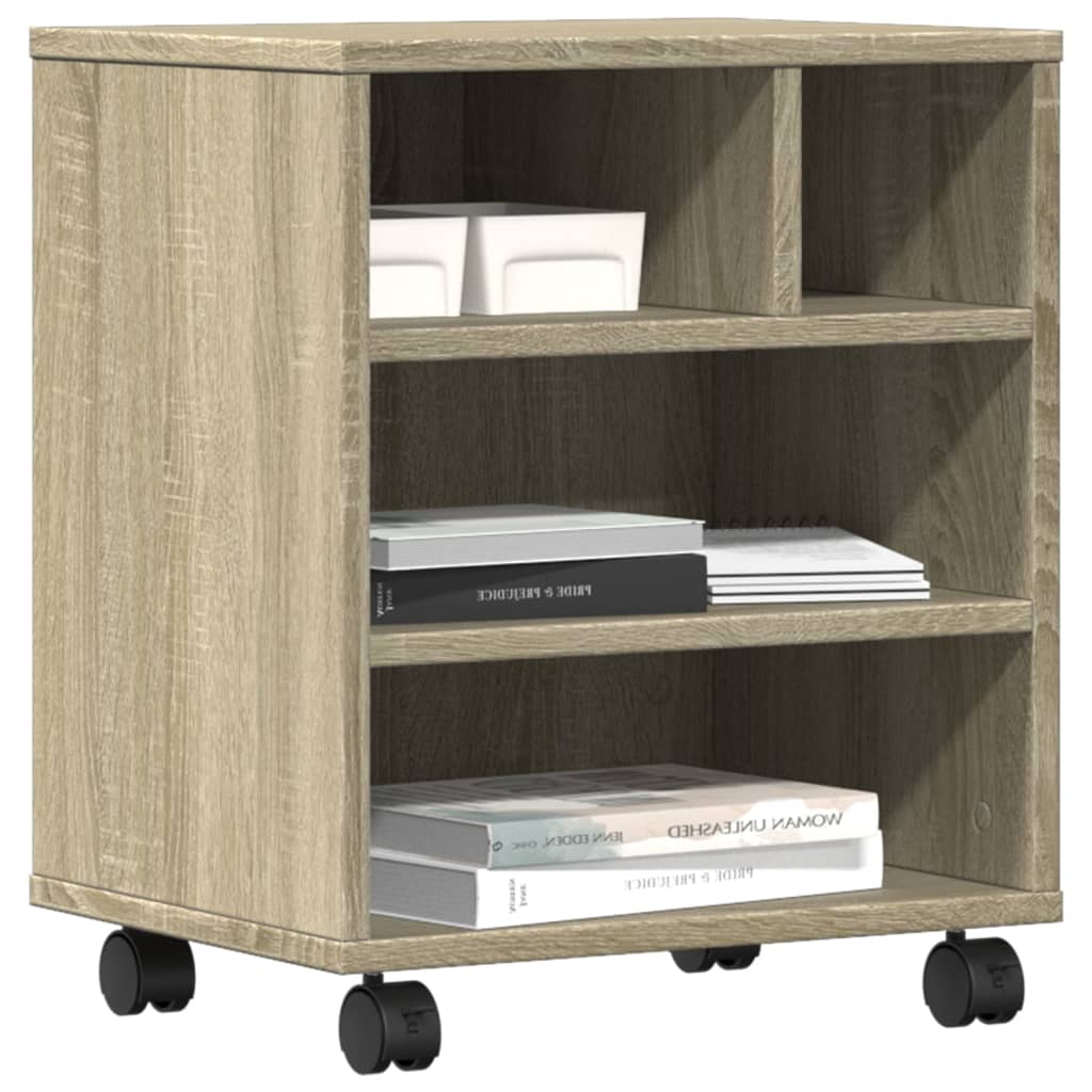 Supporto per Stampante con Ruote Rovere Sonoma 41x32x48 cm