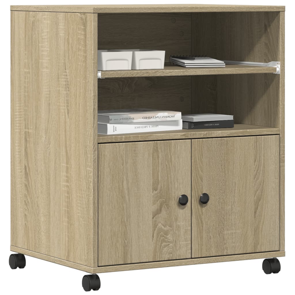 Supporto per Stampante con Ruote Rovere Sonoma 60x48x74 cm