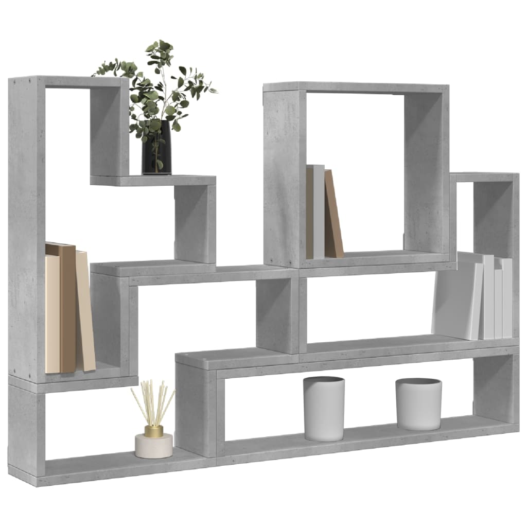 Scaffale a Parete Grigio Cemento 90x12x64 cm Legno Multistrato