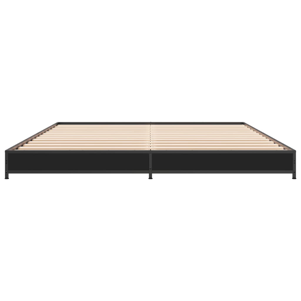 Giroletto Nero 140x200 cm in Legno Multistrato e Metallo
