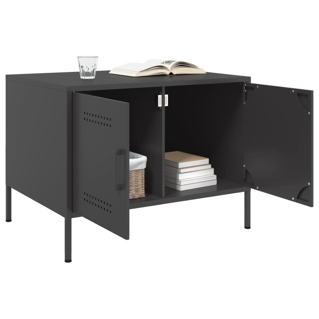 Tavolino da Salotto Nero 68x50x50,5 cm in Acciaio