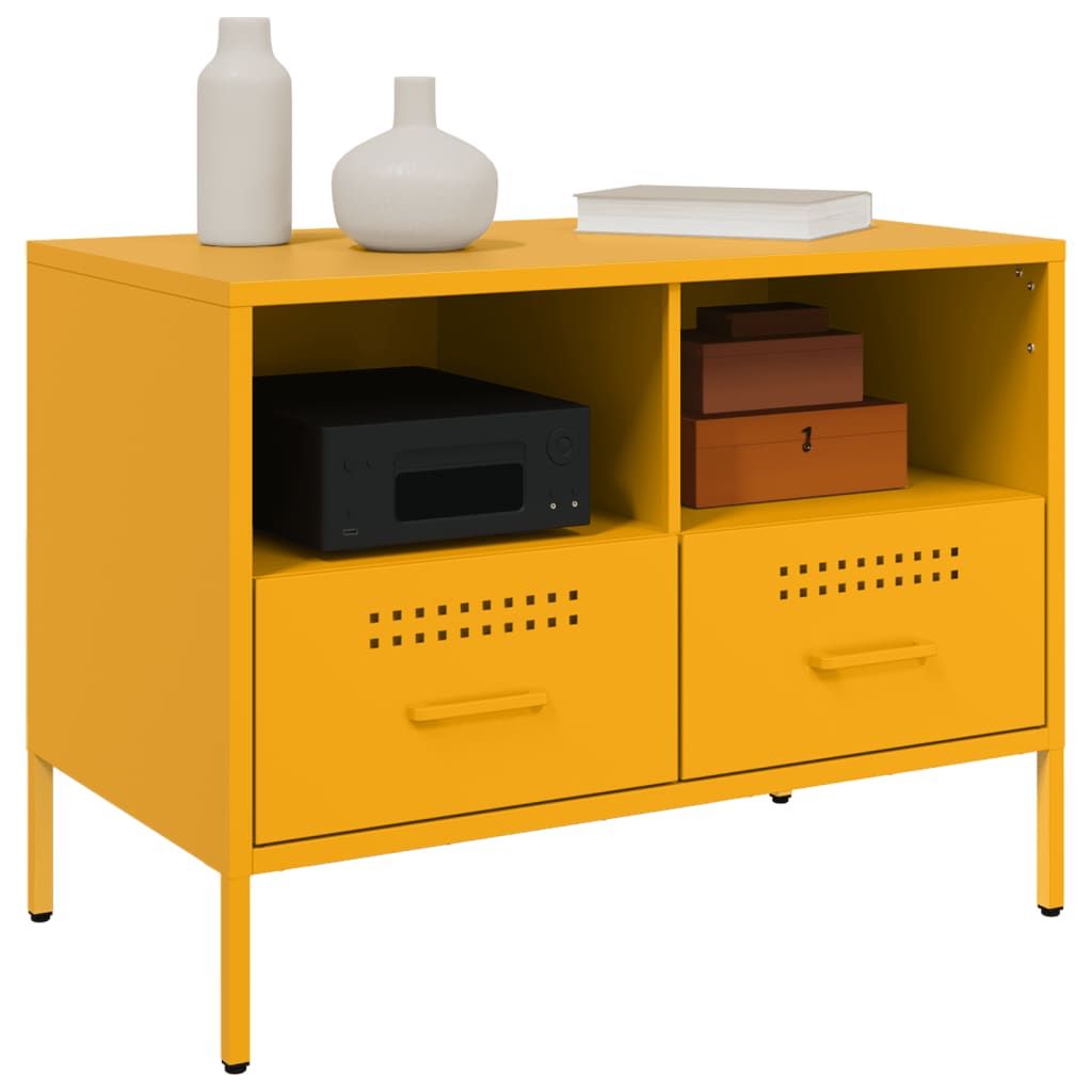 Mobili TV 2 pz Giallo Senape 68x39x50,5 cm in Acciaio