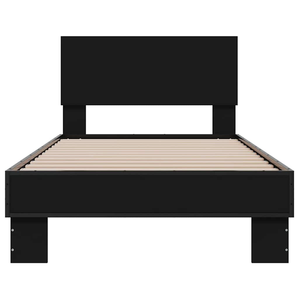 Giroletto Nero 90x200 cm in Legno Multistrato e Metallo
