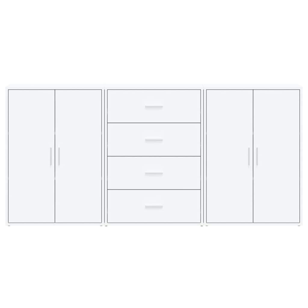 Credenze 3 pz Bianche 60x31x84 cm in Legno Multistrato