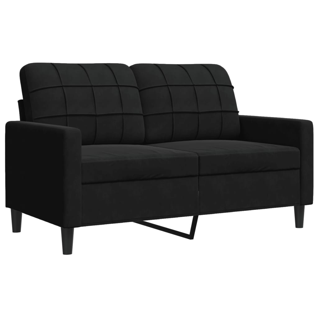 Set di Divani 4 pz con Cuscini e Rinforzi Nero in Velluto