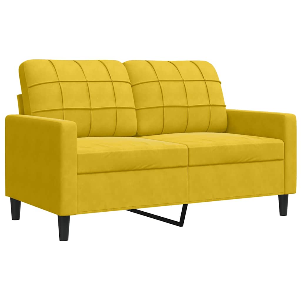 Set di Divani 4 pz con Cuscini e Rinforzi Giallo in Velluto