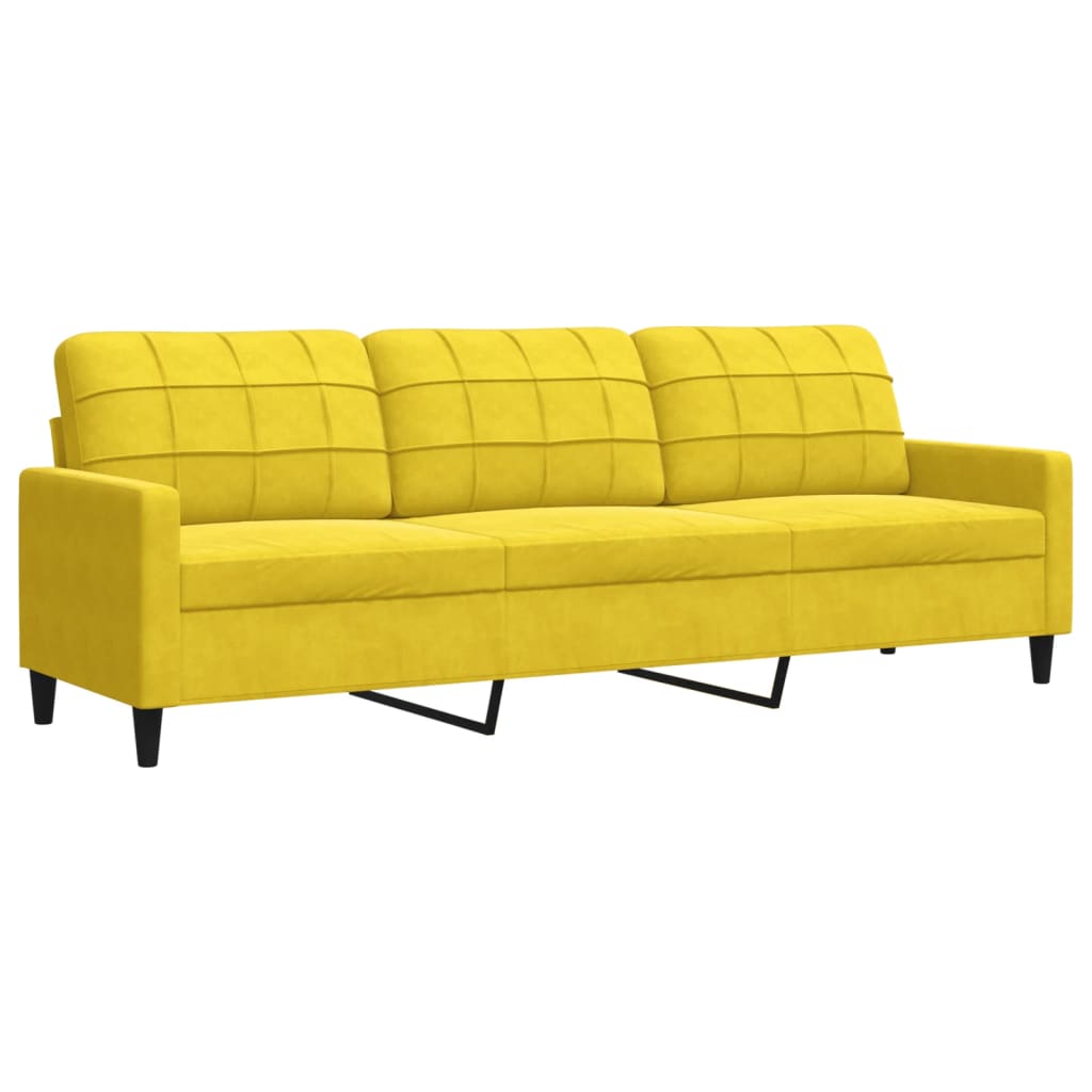 Set di Divani 2 pz con Cuscini e Rinforzi Giallo in Velluto