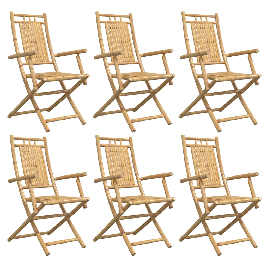 Sedie da Giardino Pieghevoli 6 pz 53x66x99 cm in Bambù