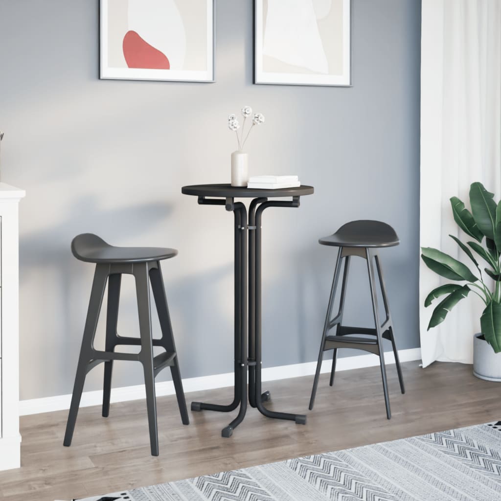 Tavolo da Bar Nero Ø60x110 cm Legno Multistrato e Acciaio