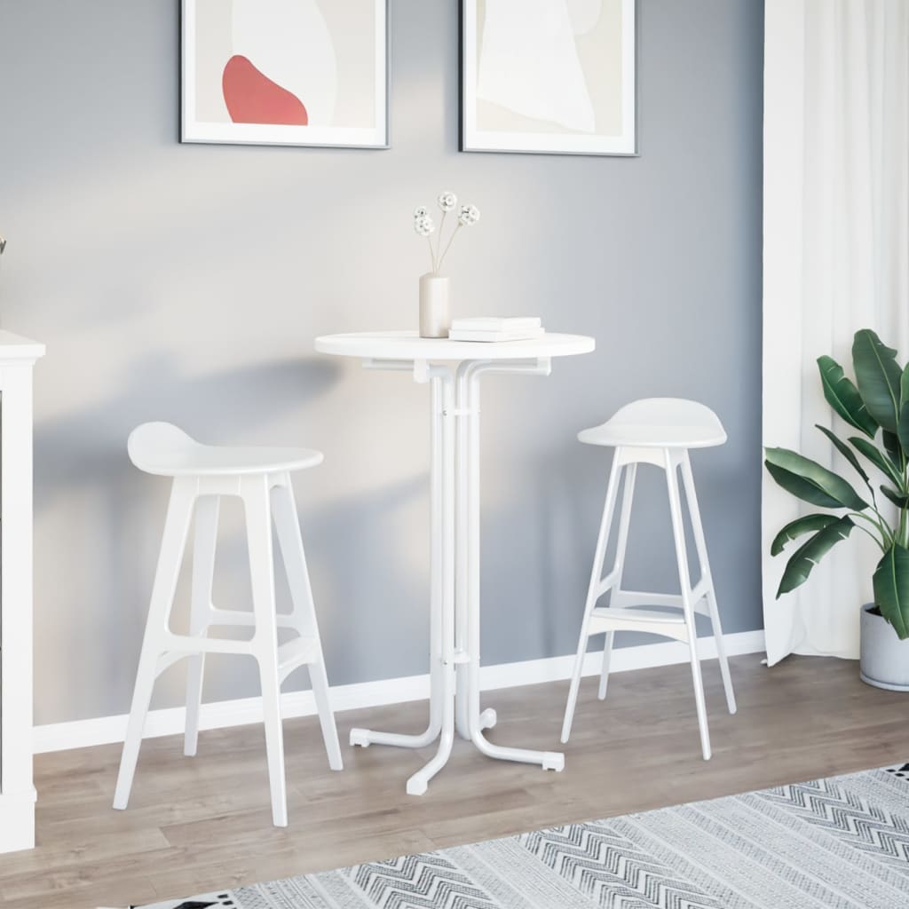 Tavolo da Bar Bianco Ø70x110 cm Legno Multistrato e Acciaio