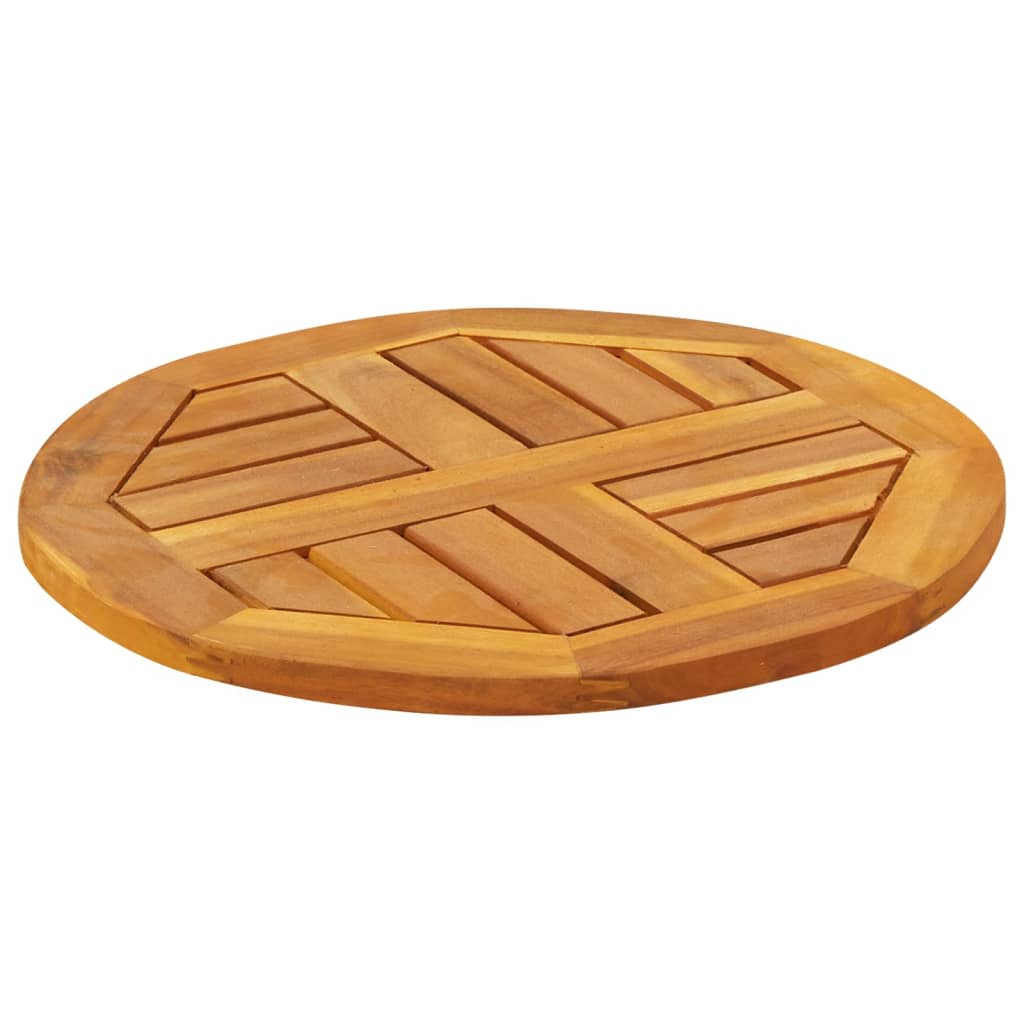 Piano per Tavolo Ø40x2 cm Rotondo in Legno Massello di Acacia
