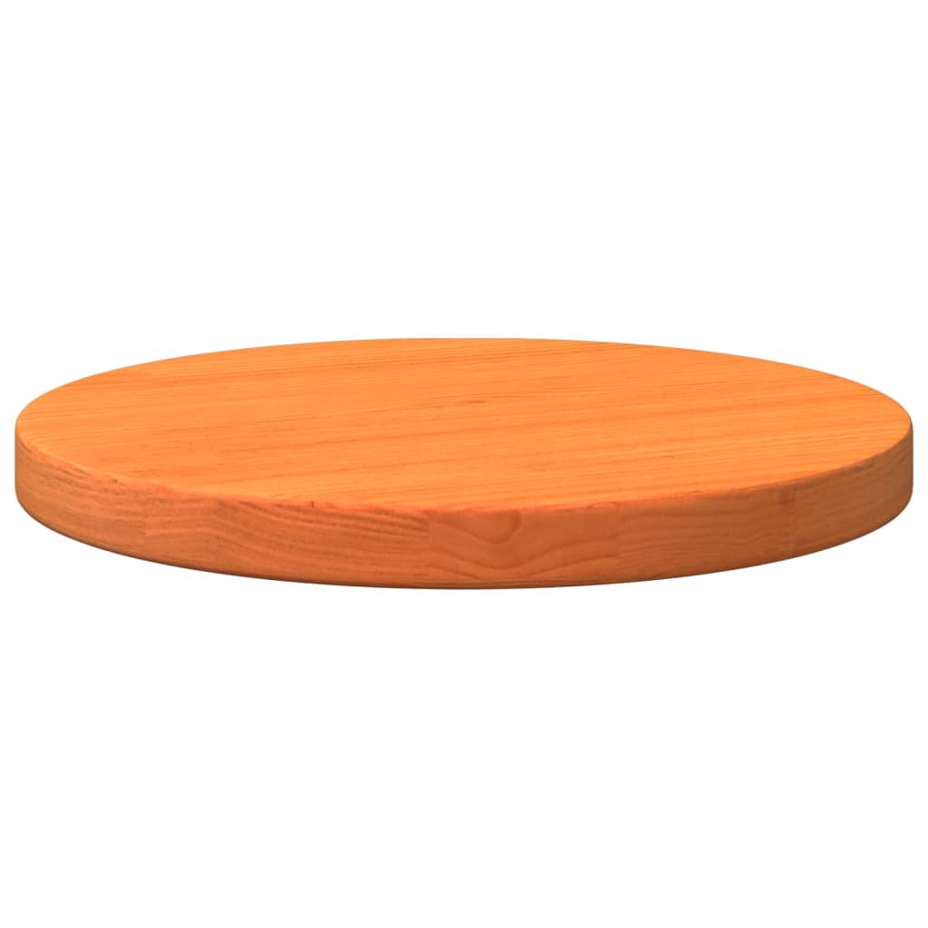 Piano Tavolo Rotondo Marrone Cera Ø30x2,5cm Legno Massello Pino