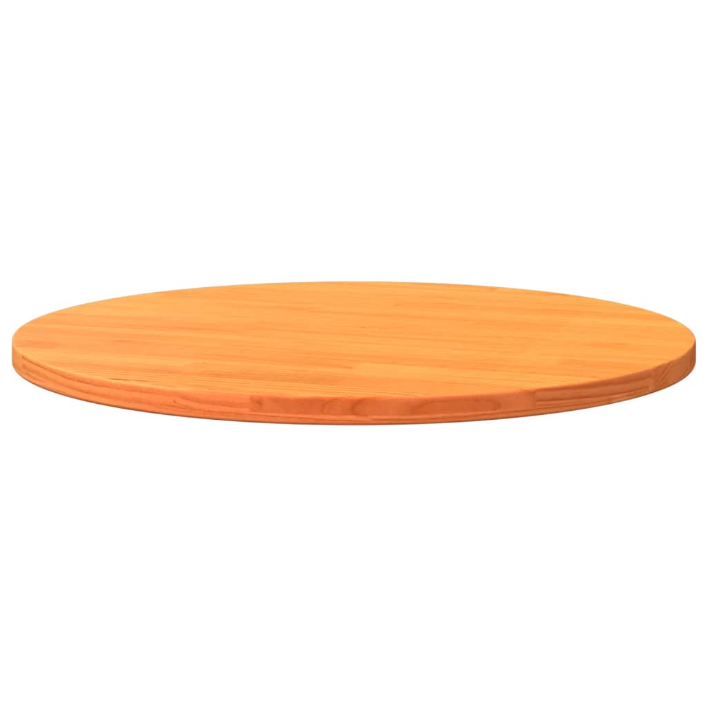 Piano Tavolo Rotondo Marrone Cera Ø70x2,5cm Legno Massello Pino