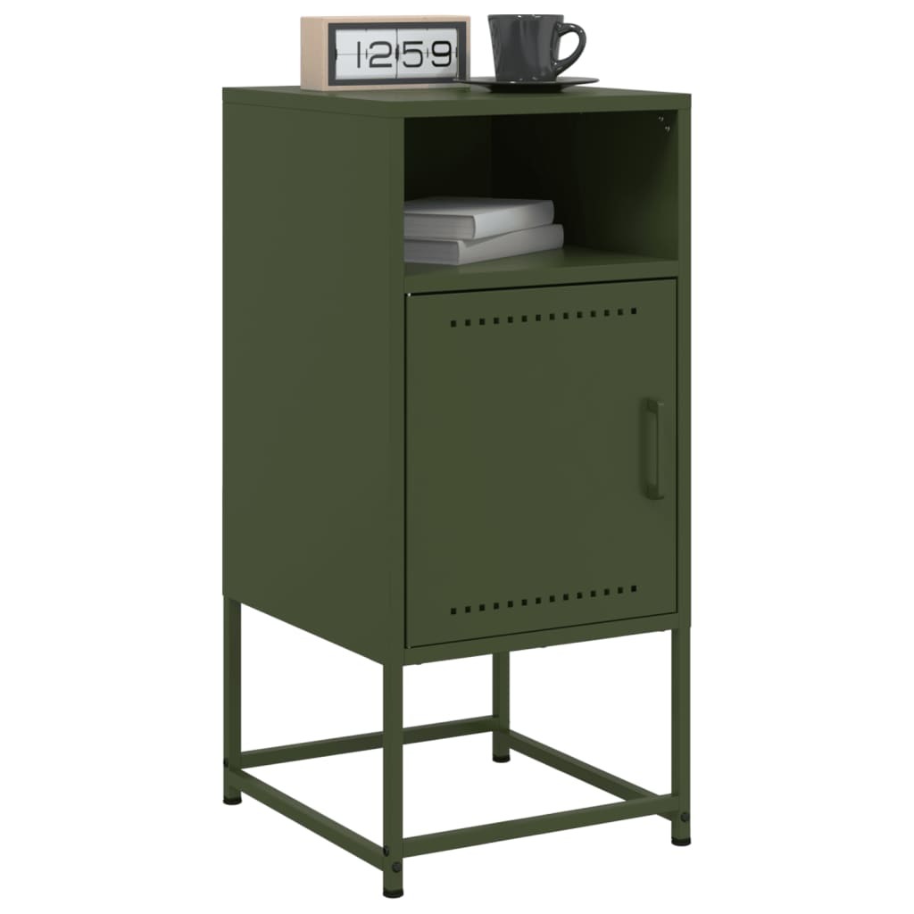 Comodini 2 pz Verde Oliva 36x39x78 cm in Acciaio