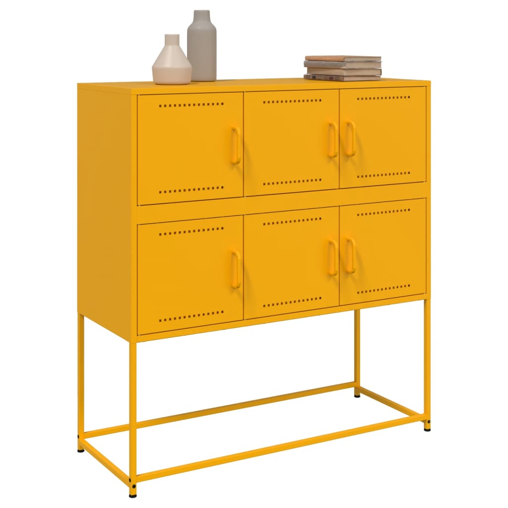 Credenza Giallo Senape 100,5x39x107 cm in Acciaio