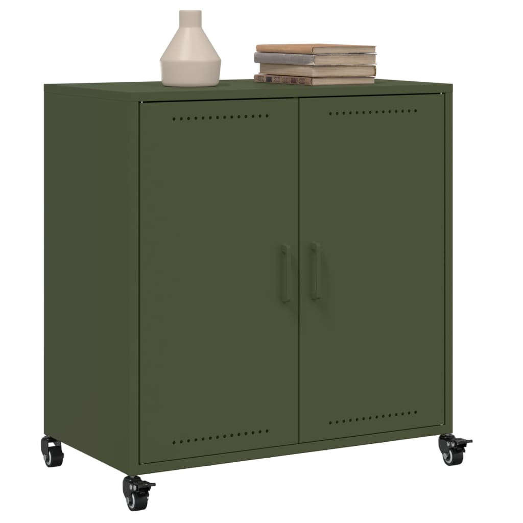 Credenza Verde Oliva 68,5x39x72 cm in Acciaio Laminato a Freddo