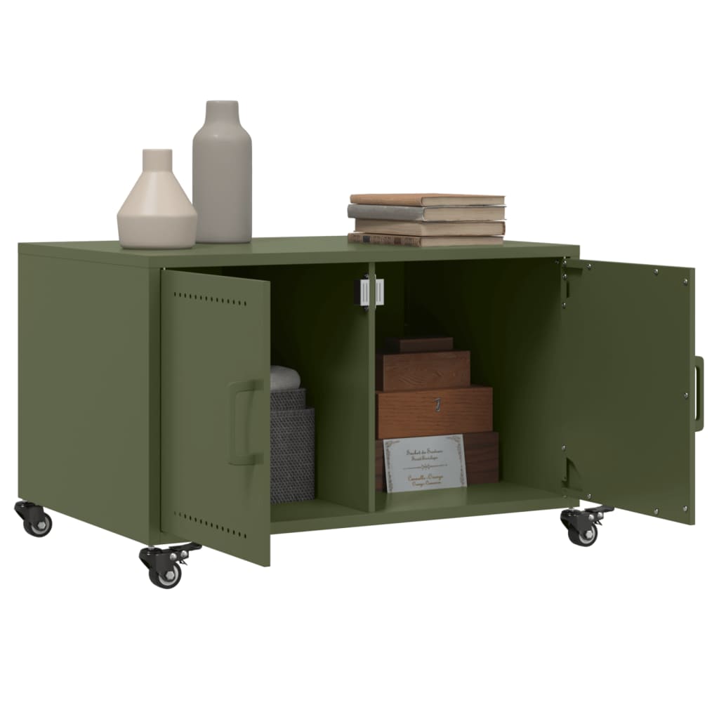 Tavolino Verde Oliva 68x50x43,5 cm in Acciaio Laminato a Freddo