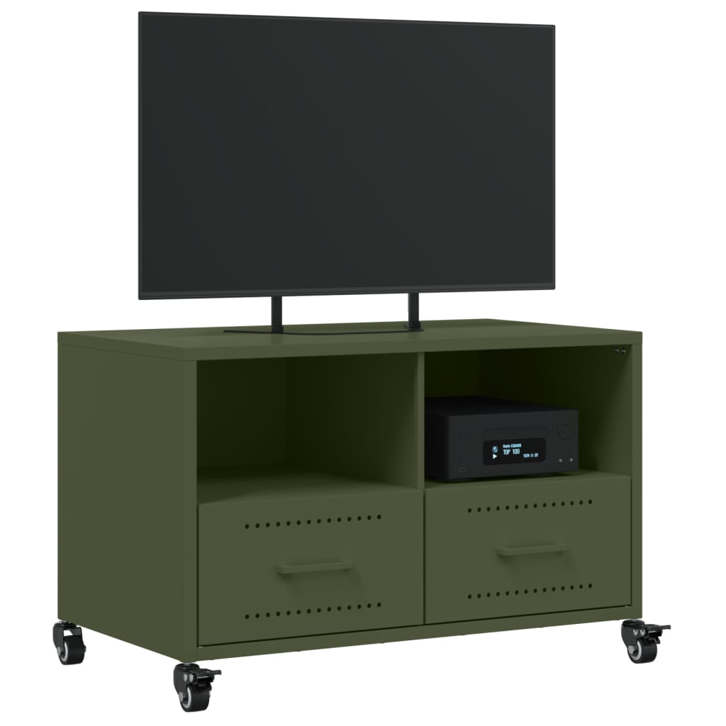 Mobile TV Verde Oliva 68x39x43,5 cm in Acciaio