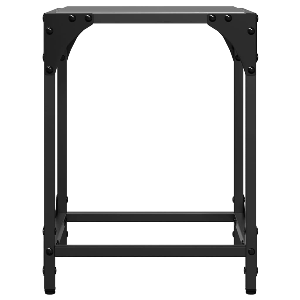 Tavolino con Piano in Vetro Nero 30x30x40cm Acciaio