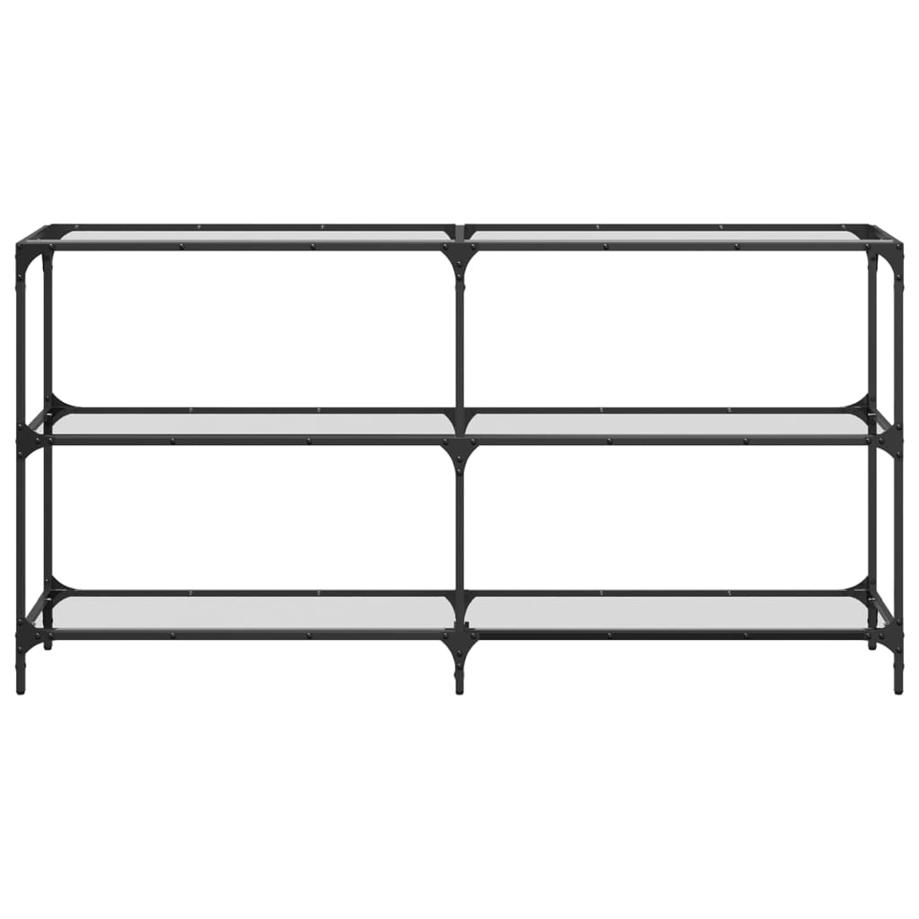 Tavolino Consolle Piano Vetro Trasparente 158,5x30x81cm Acciaio