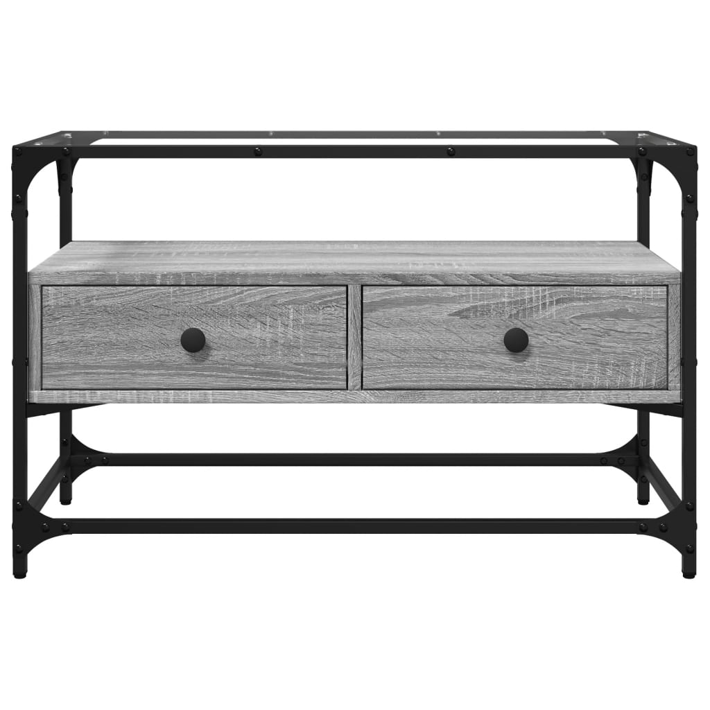 Mobile TV Piano Vetro Grigio Sonoma 80x35x51 Legno Multistrato