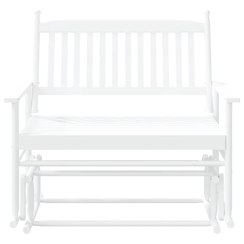 Panca a Dondolo Bianca 118x70x104,5 cm Legno Massello di Pioppo