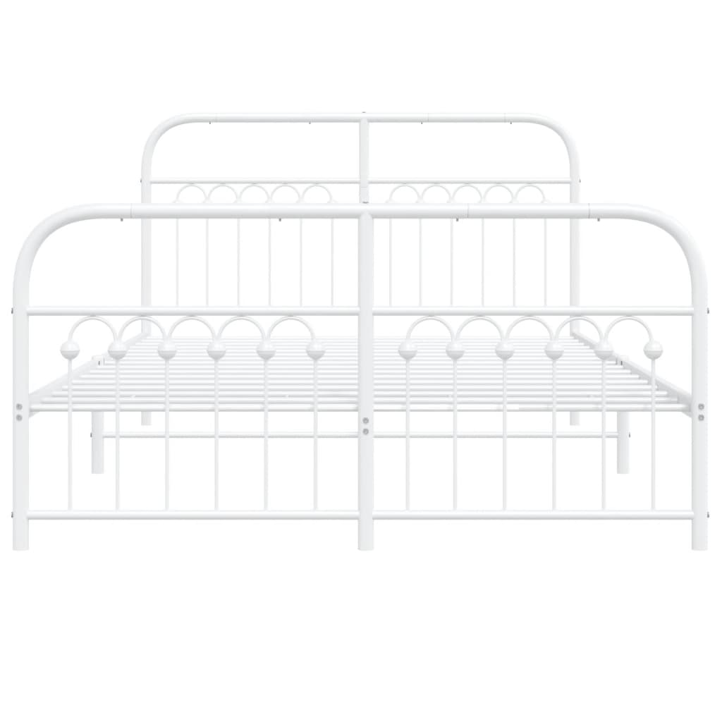 Giroletto con Testiera e Pediera Metallo Bianco 137x190 cm