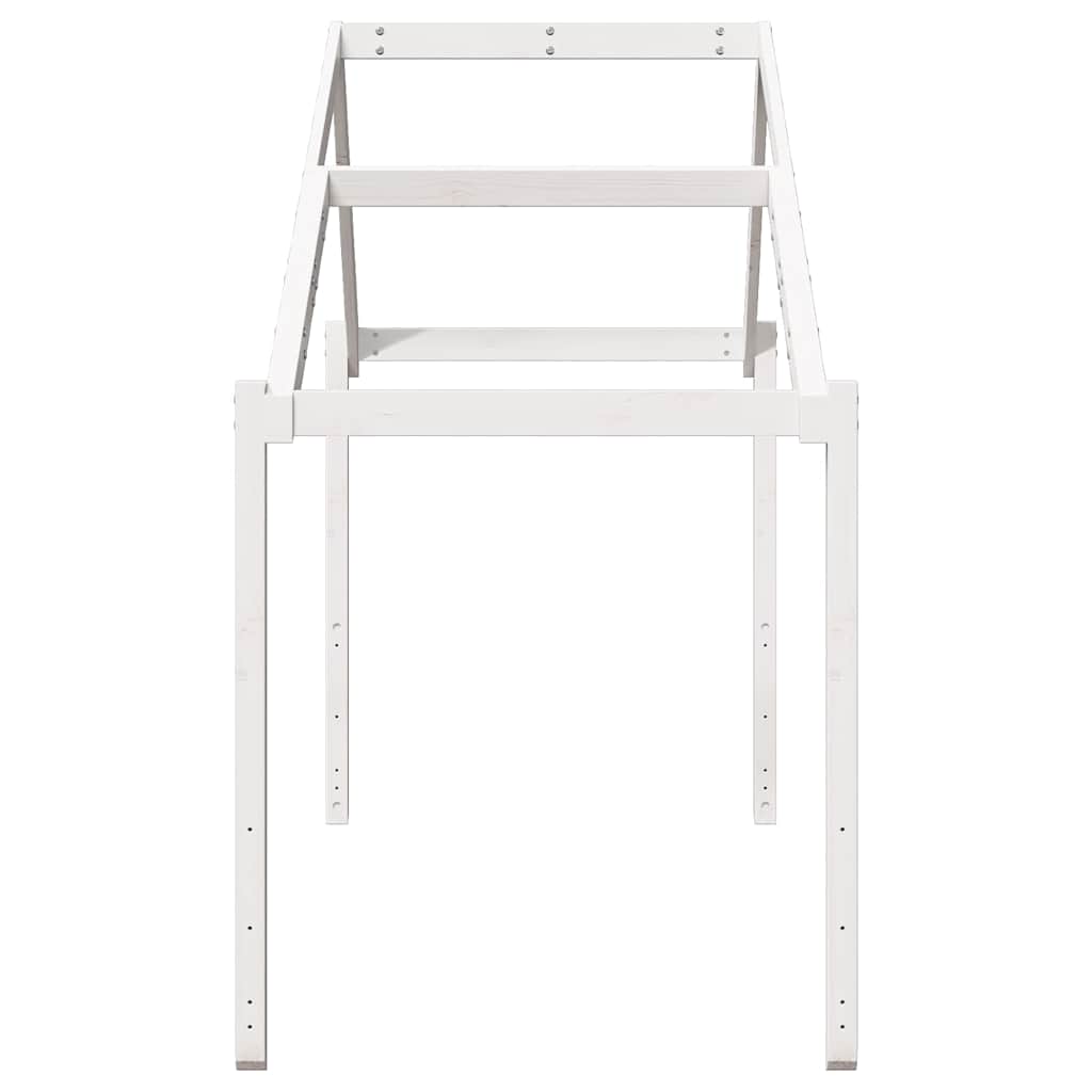 Tetto Letto Bambini Bianco 203x80,5x142 cm Legno Massello Pino