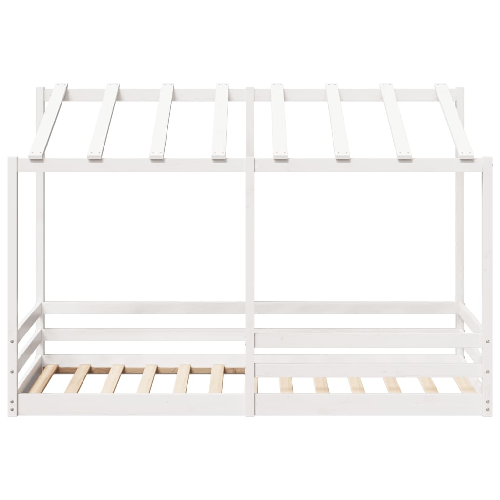 Letto Bambini con Tetto Bianco 100x200 cm Legno Massello Pino